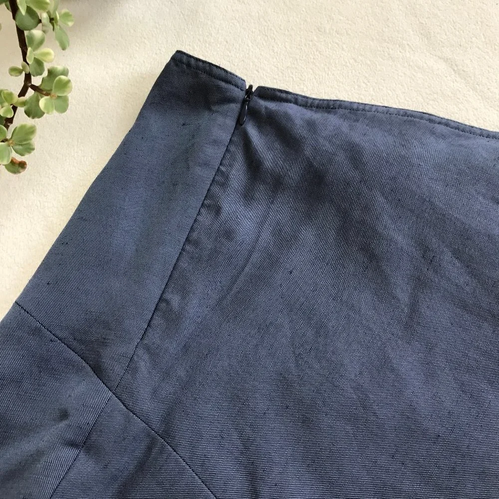 Vintage Emporio Armani Asymmetrical Linen Skirt Italy 42 US 6 Blue Y2K 2000 90s